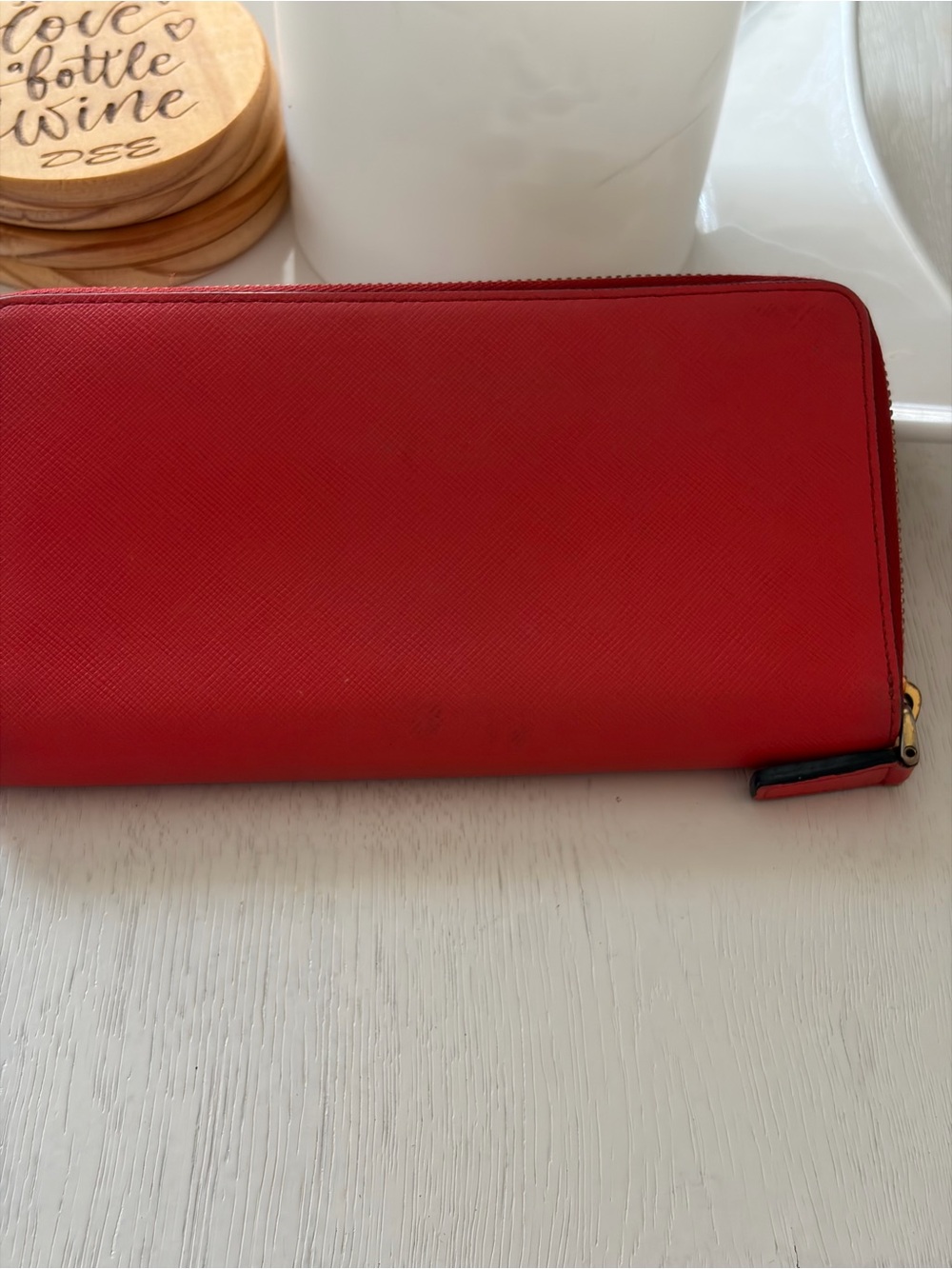 MCM Red Saffiano Zip-Around Continental Wallet - Picture 16 of 16